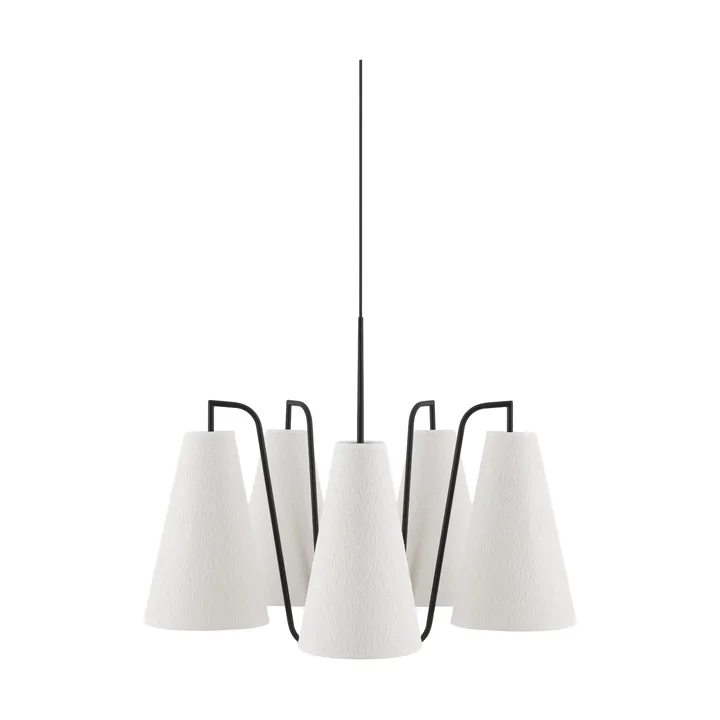 Lou pendel  - 5, Hvit bouclé-svart, 67x67 cm - Globen Lighting