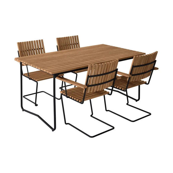 Bovik bord + 4 stoler, teak-black - Grythyttan Stålmöbler