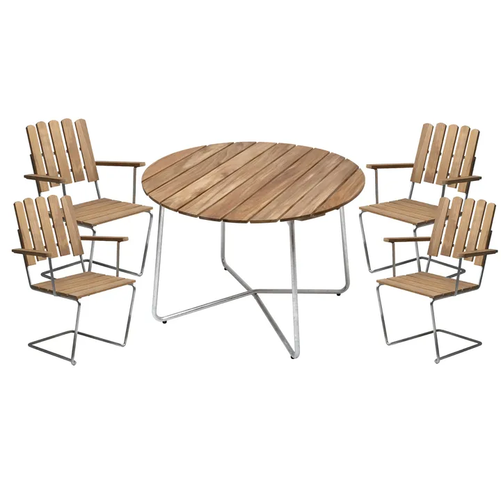 Grythyttan spisegruppe ø100 cm - teak - Grythyttan Stålmöbler