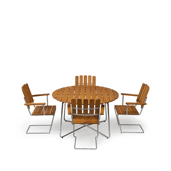 Grythyttan spisegruppe ø120 cm - oljet eik - Grythyttan Stålmöbler