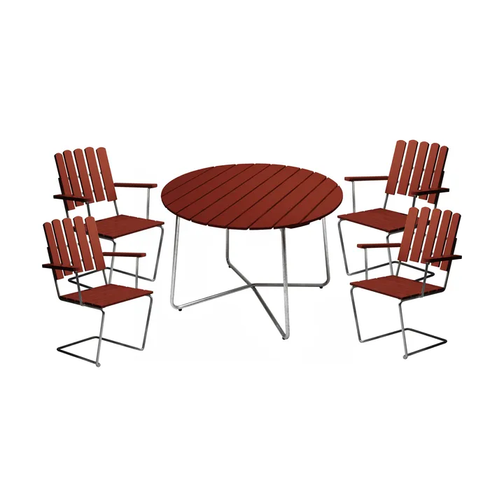 Grythyttan spisegruppe 9A 100 + 4stk A2 mørkerød - Grythyttan Stålmöbler