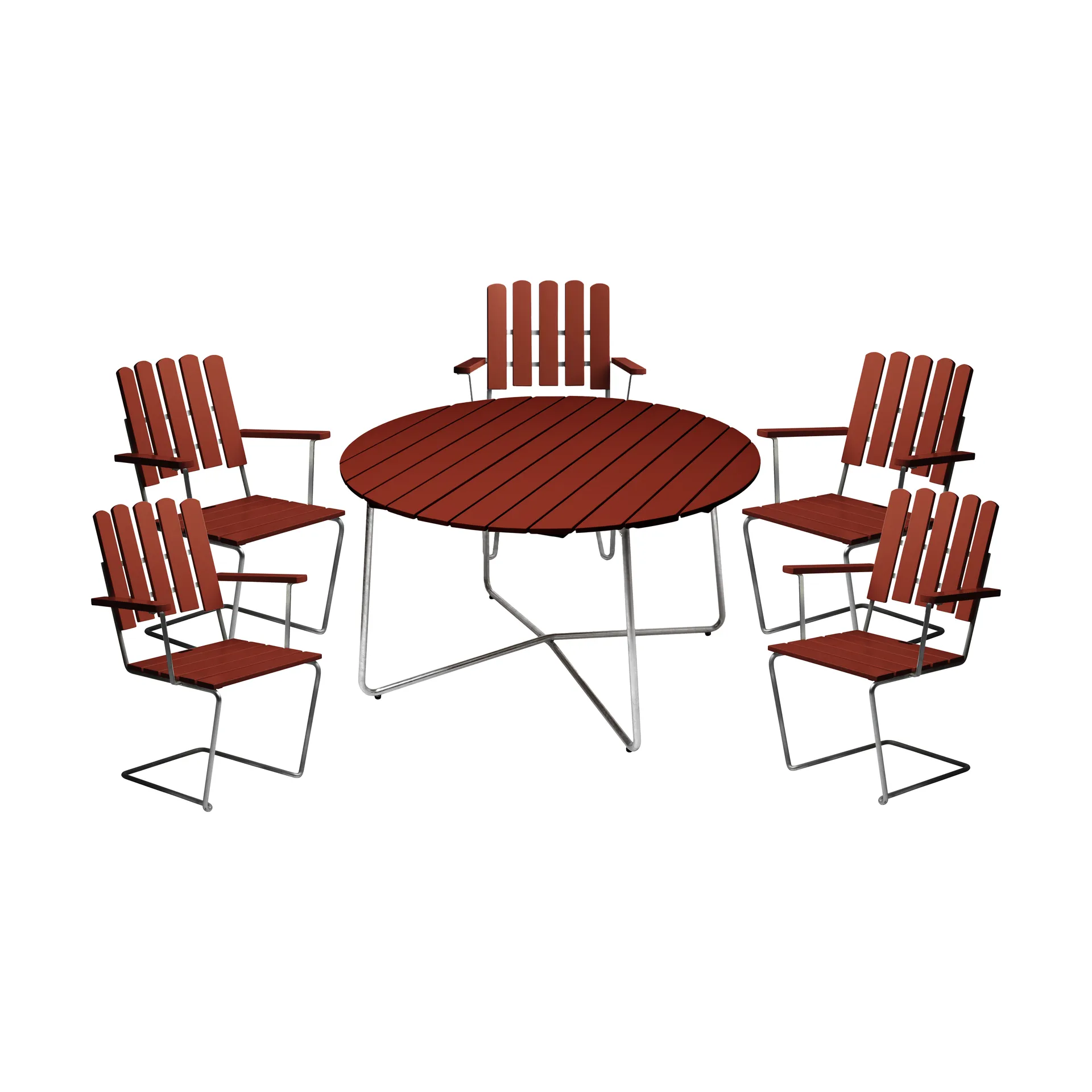 Grythyttan spisegruppe 9A 120 + 5 stk A2 mørkerød Grythyttan Stålmöbler