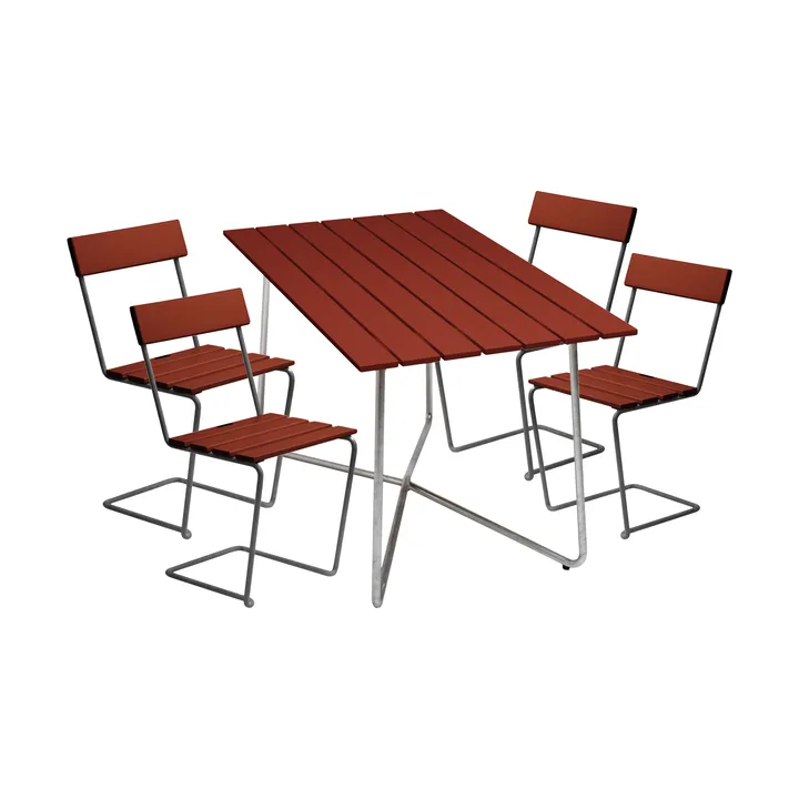 Grythyttan spisegruppe B25A + 4stk Stol 1 mørkerød - Grythyttan Stålmöbler