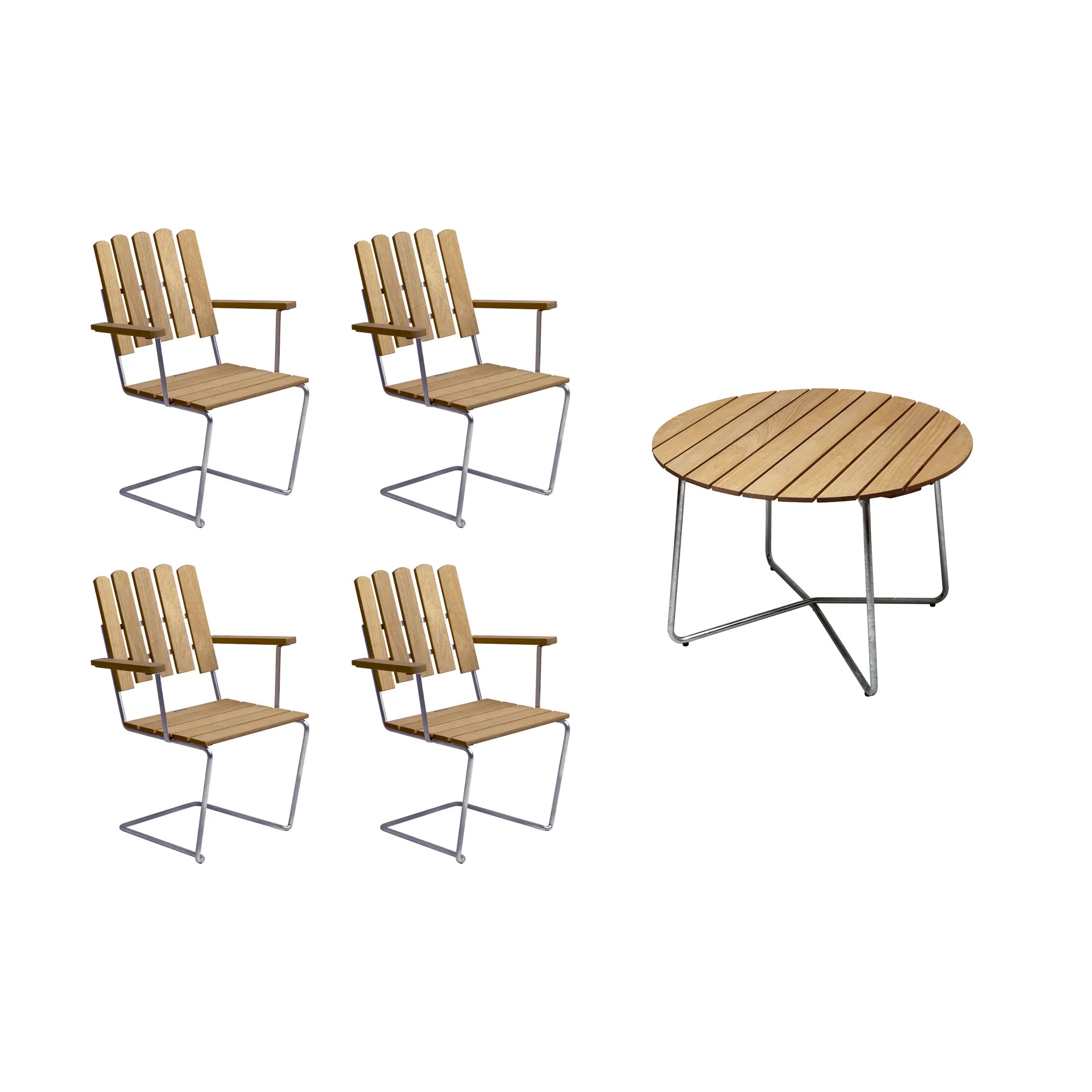 Grythyttan spisegruppe eik 9A Ø100 cm + 4 stk A2,  Grythyttan Stålmöbler