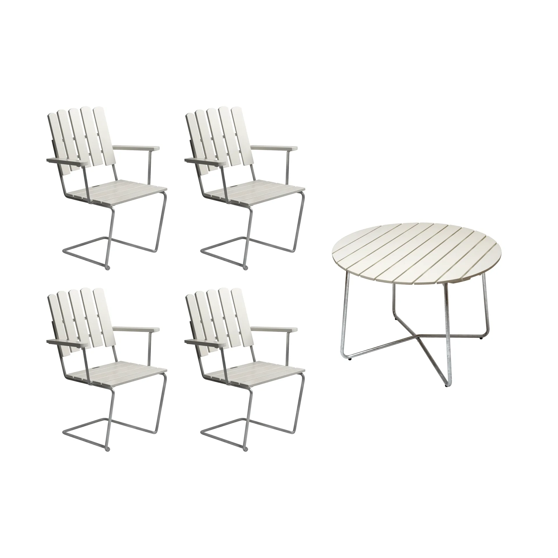 Grythyttan spisegruppe hvit 9A Ø100cm + 4stk A2,  Grythyttan Stålmöbler