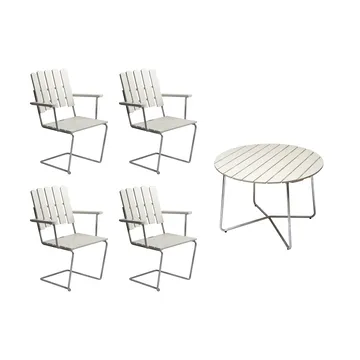 Grythyttan spisegruppe hvit 9A Ø100cm + 4stk A2 - Grythyttan Stålmöbler