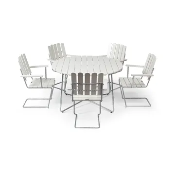 Grythyttan spisegruppe hvit 9A Ø120cm + 5stk A2 - Grythyttan Stålmöbler