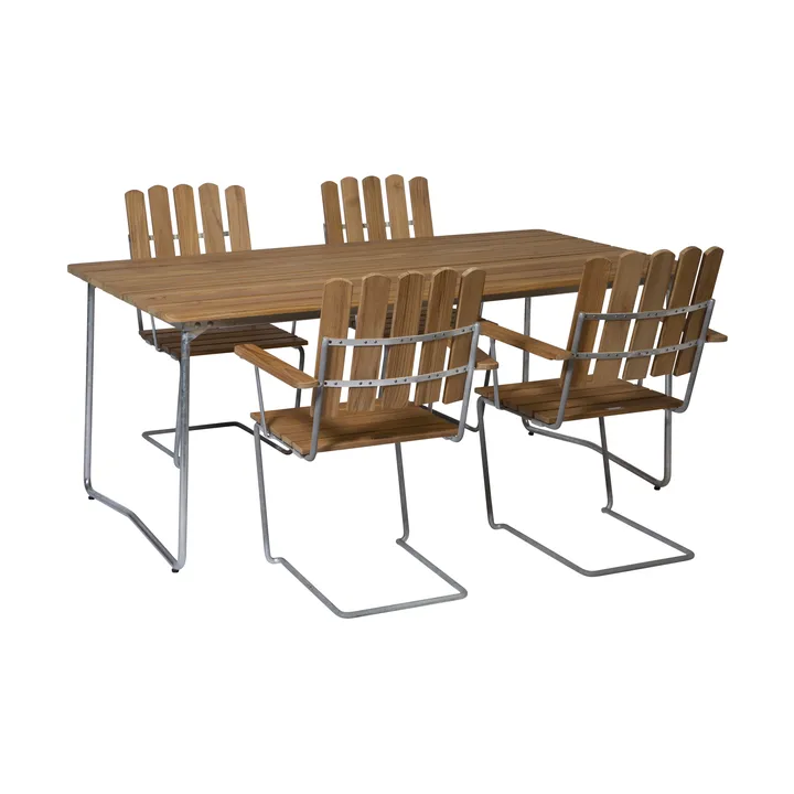 Grythyttan spisegruppe teak B31 170 cm + 4 stk A2 - Grythyttan Stålmöbler