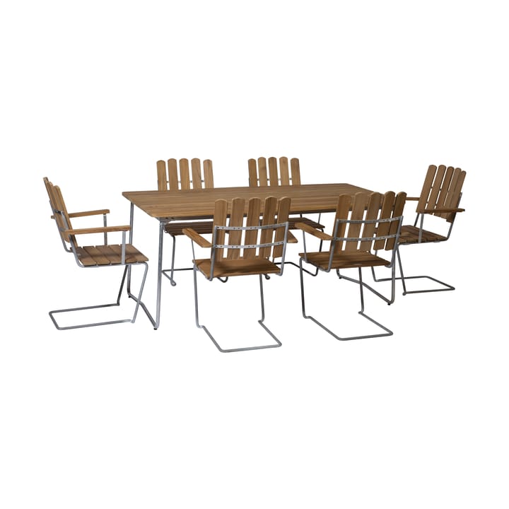 Grythyttan spisegruppe teak B31 170cm + 6 stk A2 - undefined - Grythyttan Stålmöbler