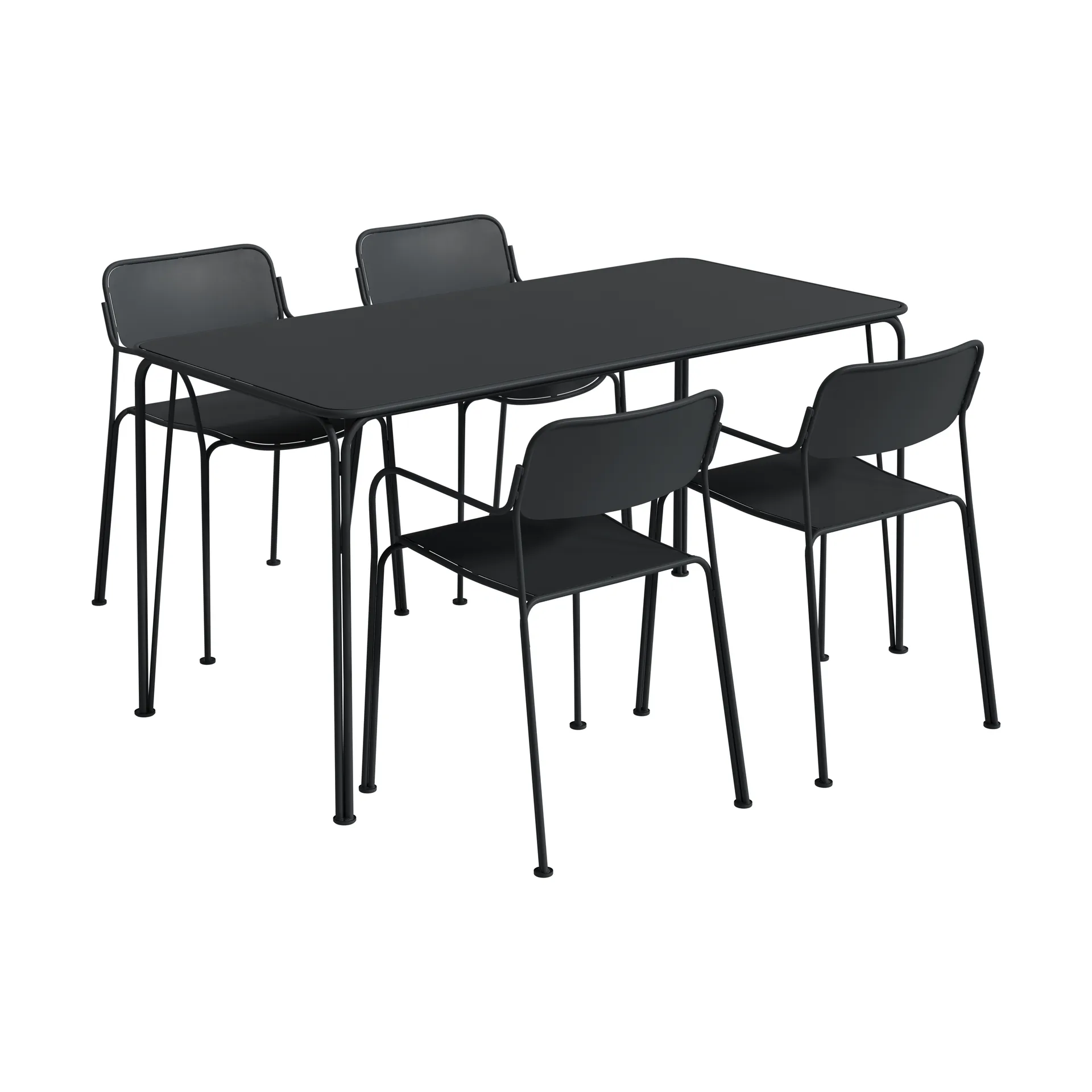 Libelle bord 140 + 4 stoler, graphite grey,  Grythyttan Stålmöbler