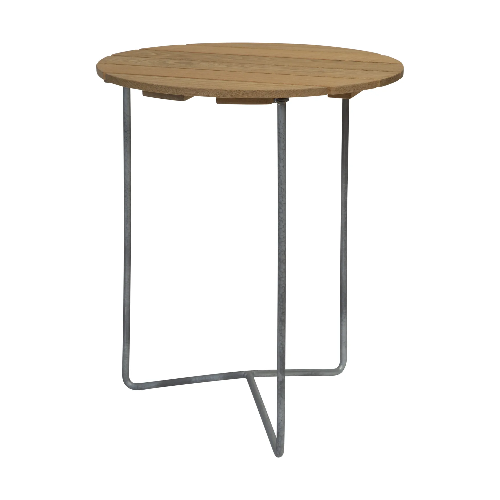Table 6B bord, Oljet eik-galvaniserte ben, Ø60 cm Grythyttan Stålmöbler