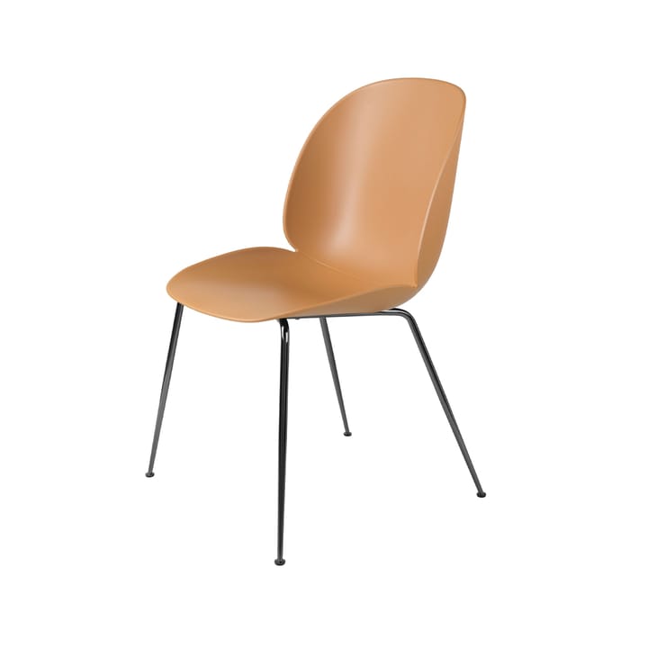 Beetle stol - Amber brown, sort forkrommet stålstativ - GUBI