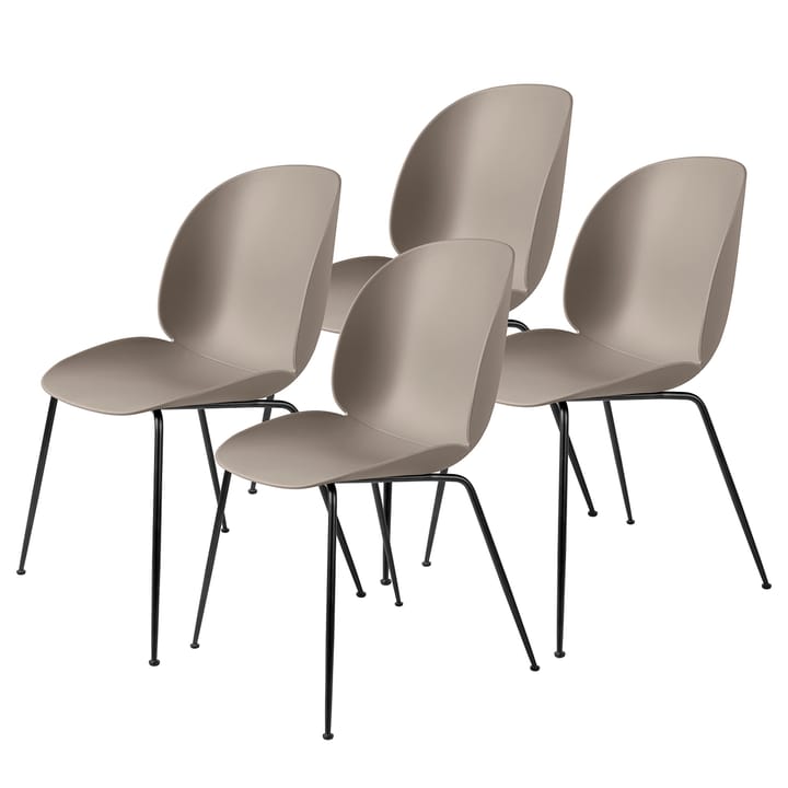 Beetle stol svarte ben 4-pakning - New Beige - GUBI