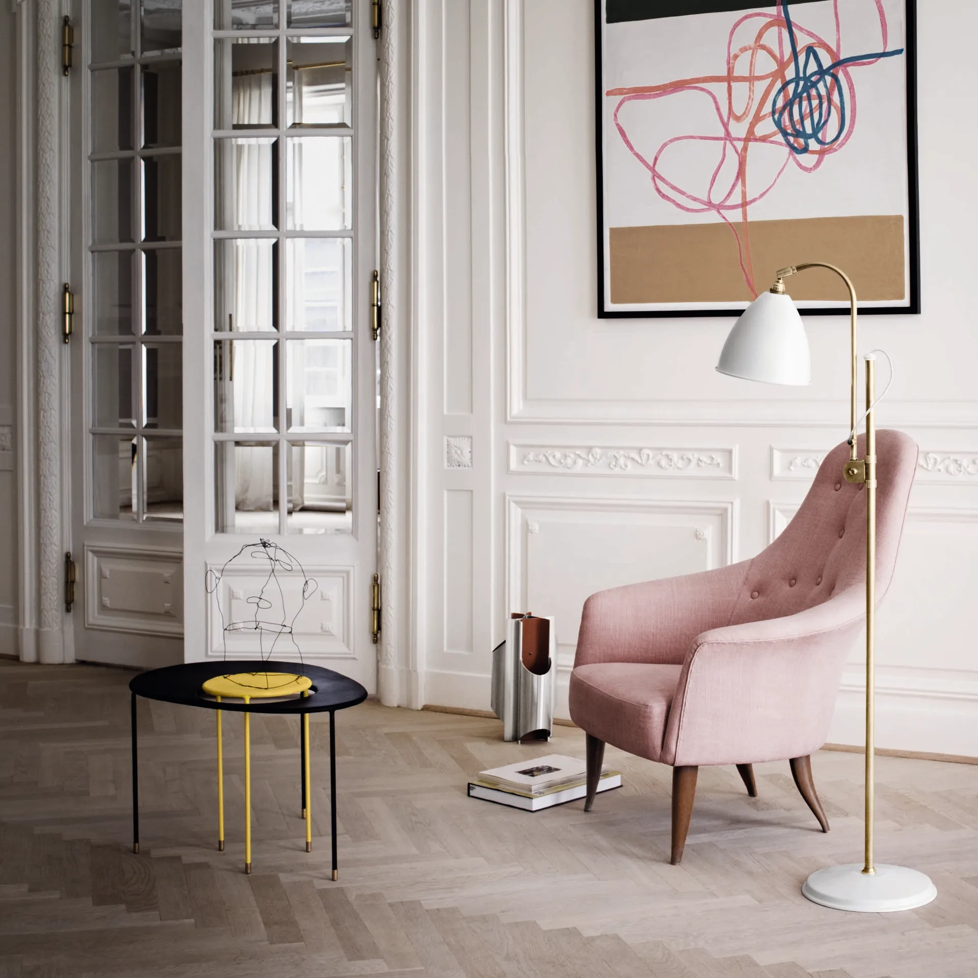 Bestlite BL3M gulvlampe, matt hvit-messing GUBI