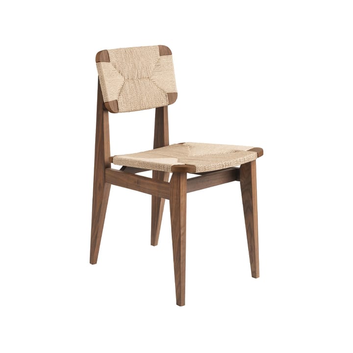 C-Chair stol - American walnut, naturflettet sete og rygg - GUBI