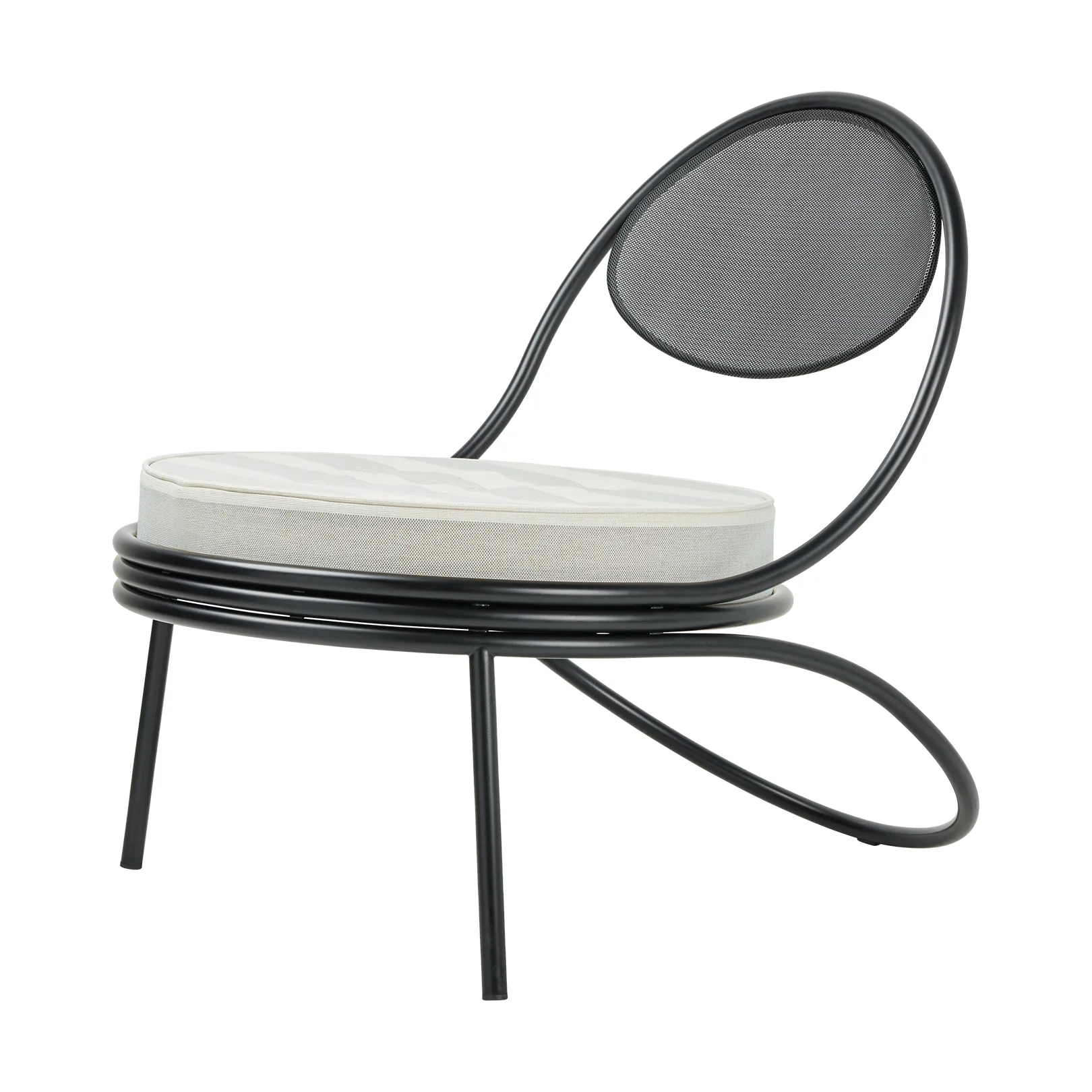 Copacabana Outdoor Lounge Chair m. polstret sete, Leslie stripe limonta 020-svarte ben GUBI