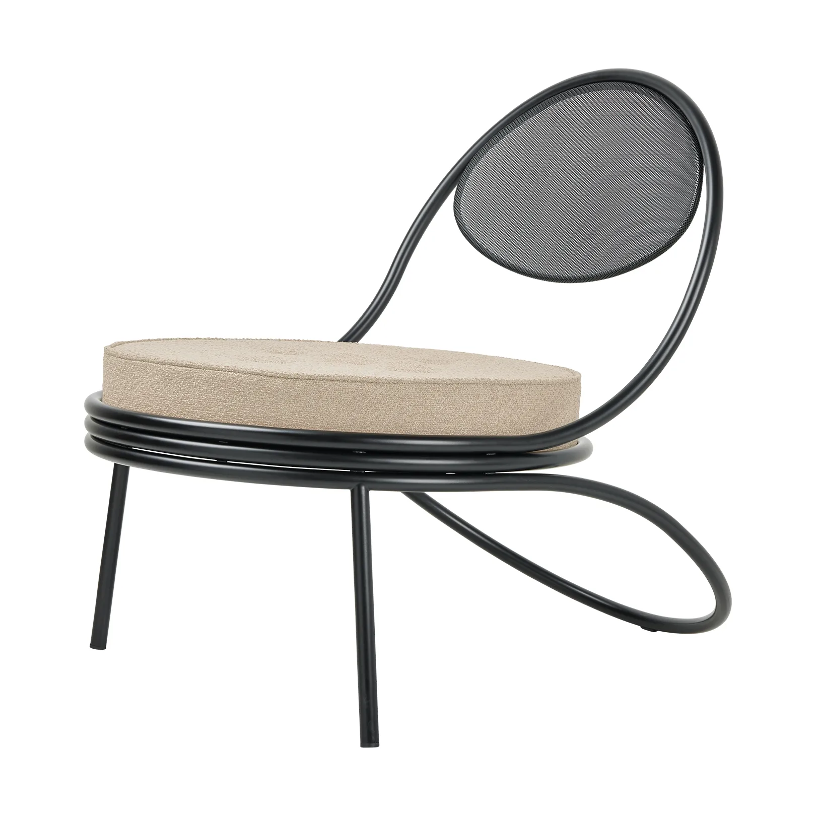 Copacabana Outdoor Lounge Chair m. polstret sete, Lorkey limonta 41-svarte ben GUBI