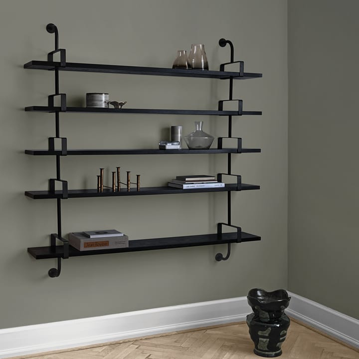 Demon vegghylle 4 etasjer, black stained ash, 215 cm GUBI