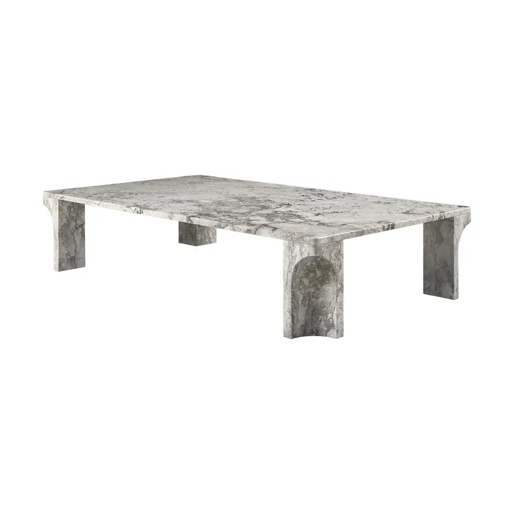 Doric sofabord - Stormy Gray marmor, 140x80 cm - GUBI