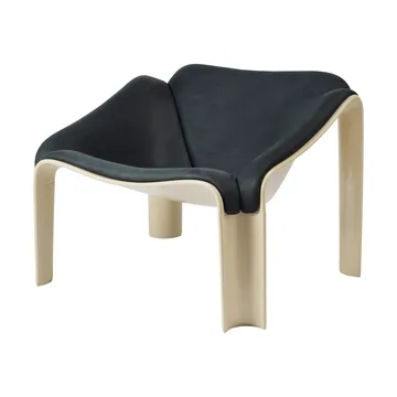 F300 loungestol - Pastel green-Dunes svart skinn - GUBI