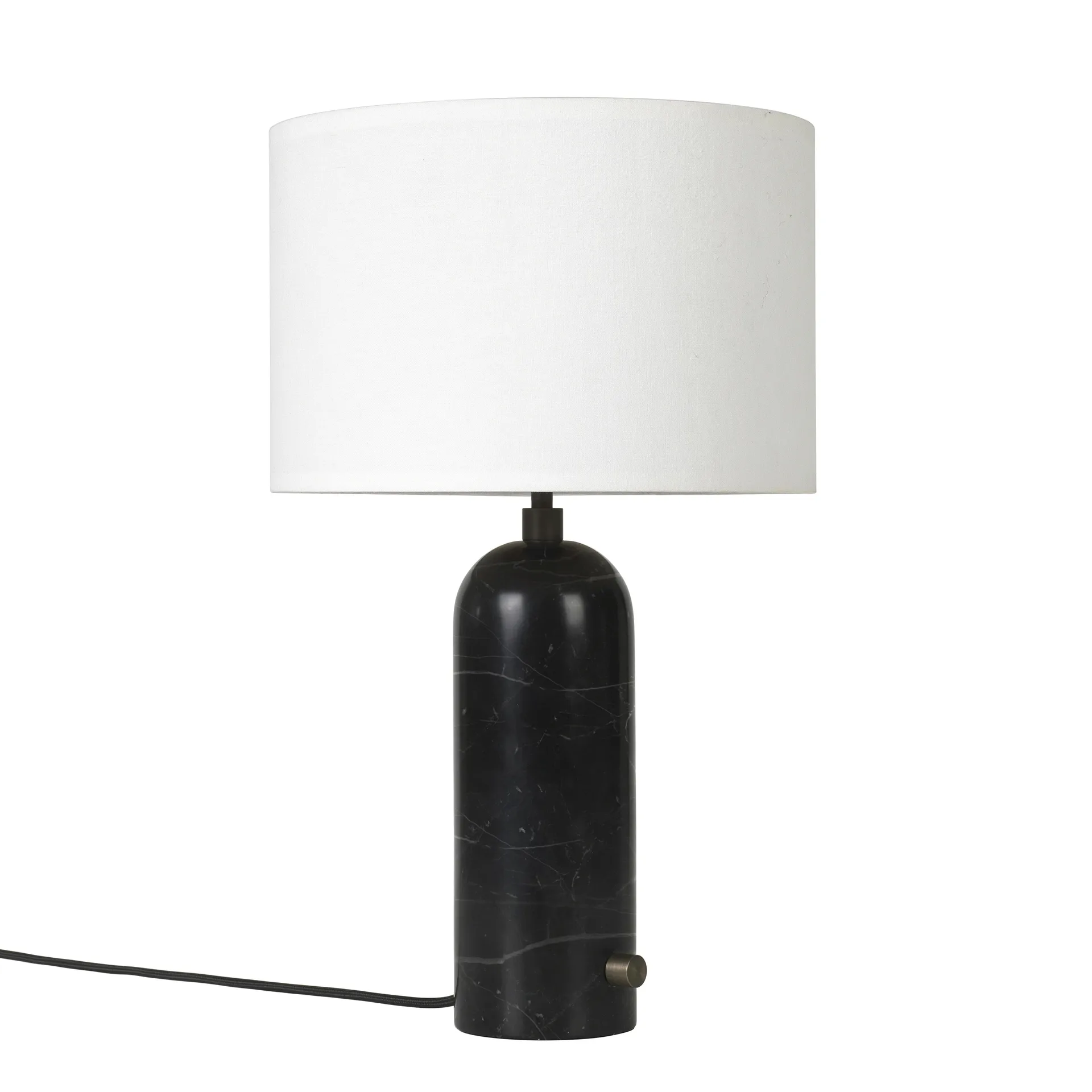 Gravity S bordlampe, black marble + hvit skjerm GUBI