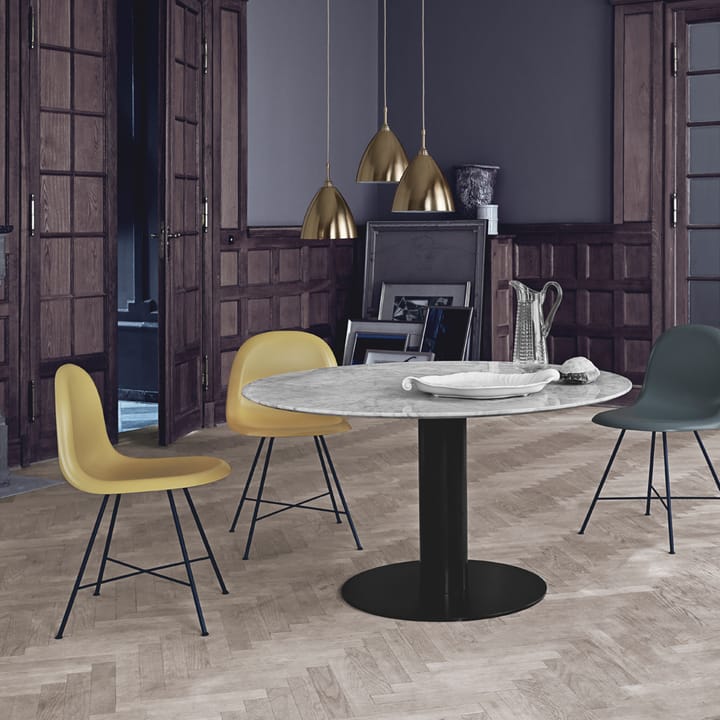 Gubi 2.0 spisebord, marble green, Ø 110, messingstativ GUBI