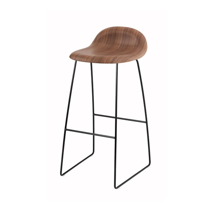 Gubi 3D barstol høy - american walnut, sorte stålmeier - GUBI