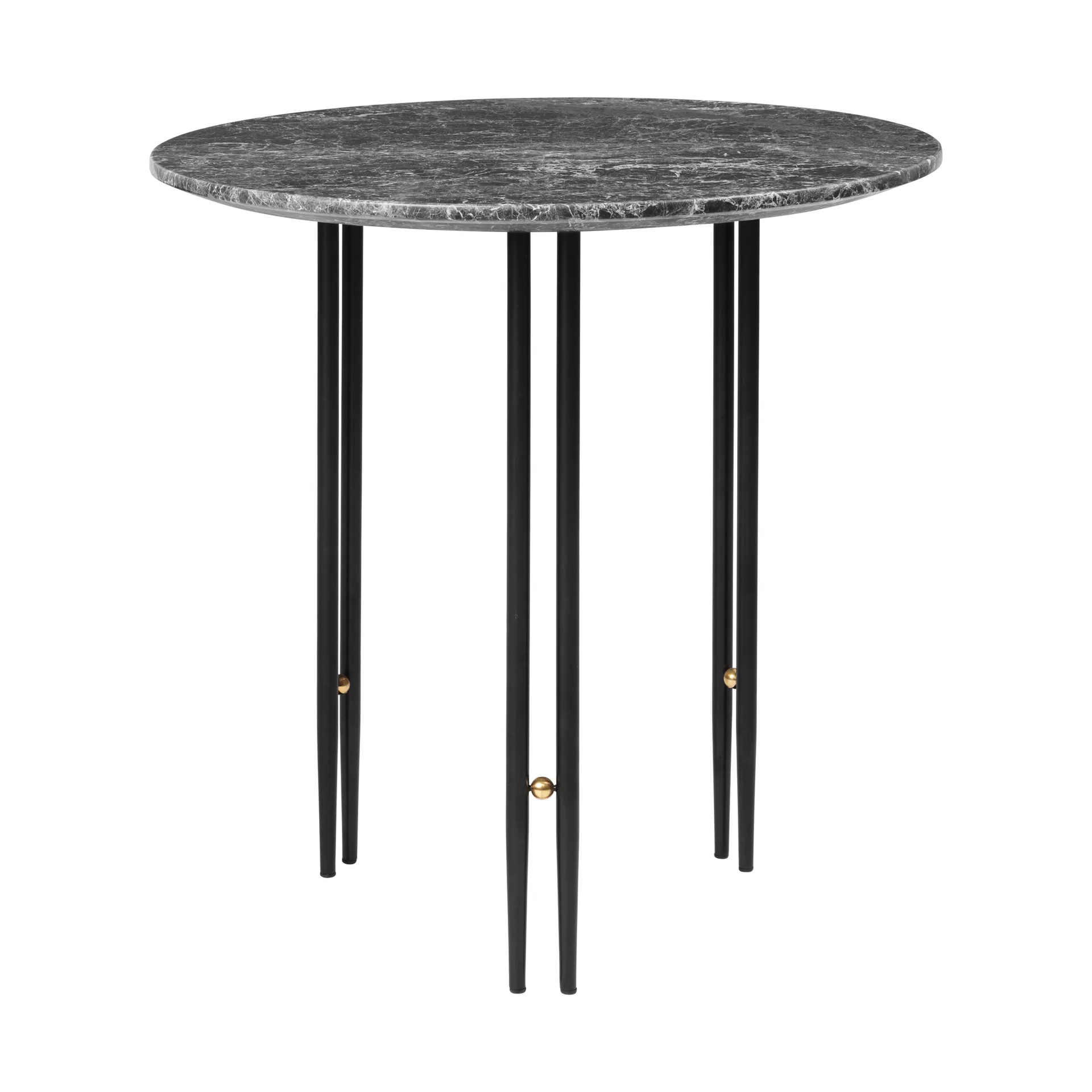 IOI sofabord Ø50 cm, Svart-messing-grå marmor GUBI