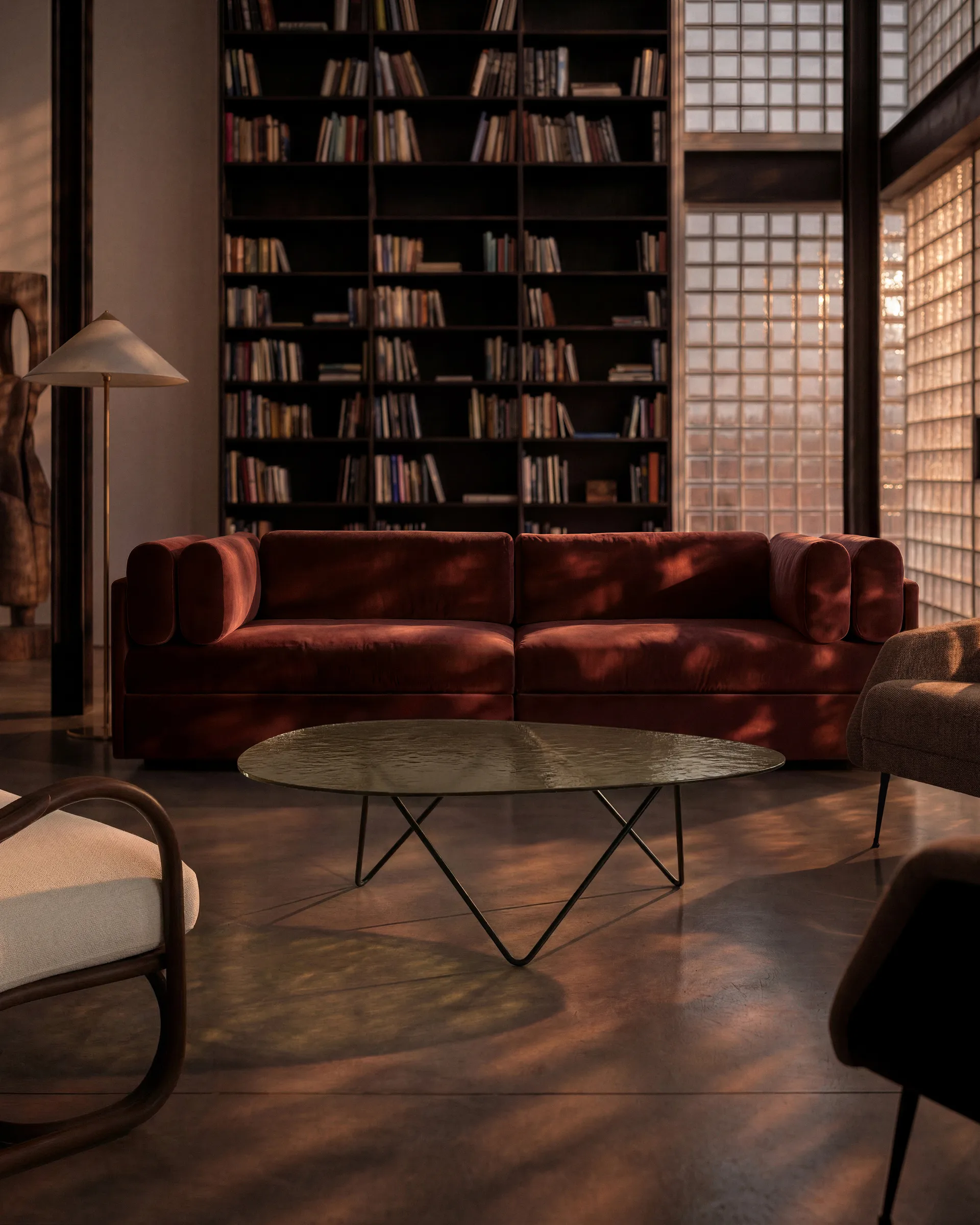 Pedrera salongbord, Svart semimatt-strukturglass smoke GUBI