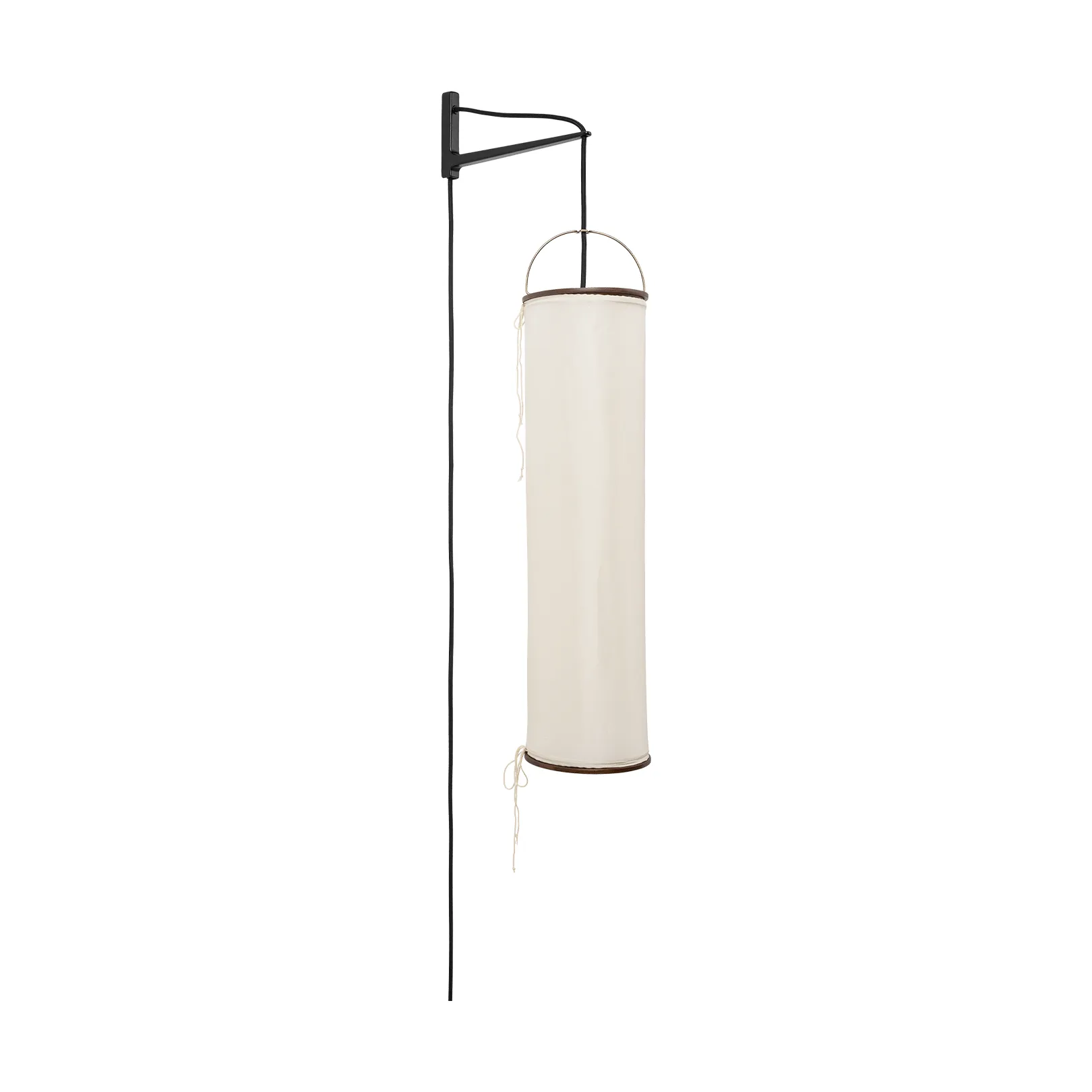 Silk Lantern vegglampe, Natural white silk-semi matt svart GUBI