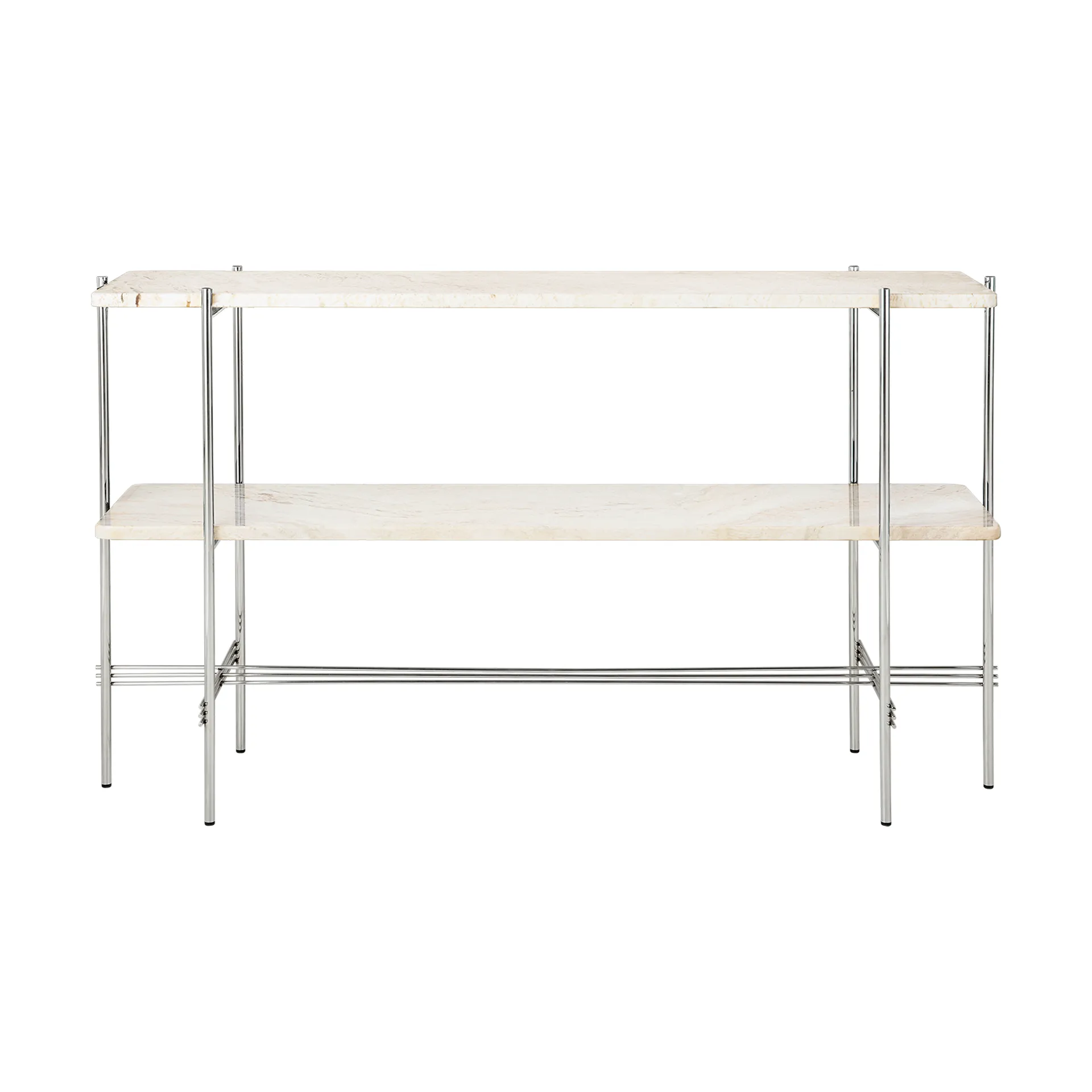 TS Console avlastningsbord 120 x 30 x 72 cm, Neutral white travertine-stål GUBI