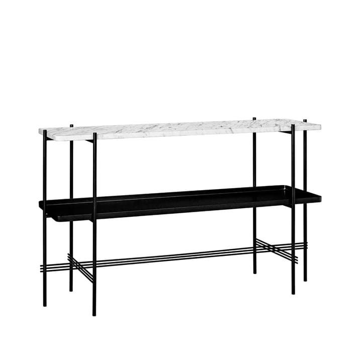 TS Console avlastningsbord 120 x 30 x 72 cm - white carrara marble, sort stativ, med brett - GUBI