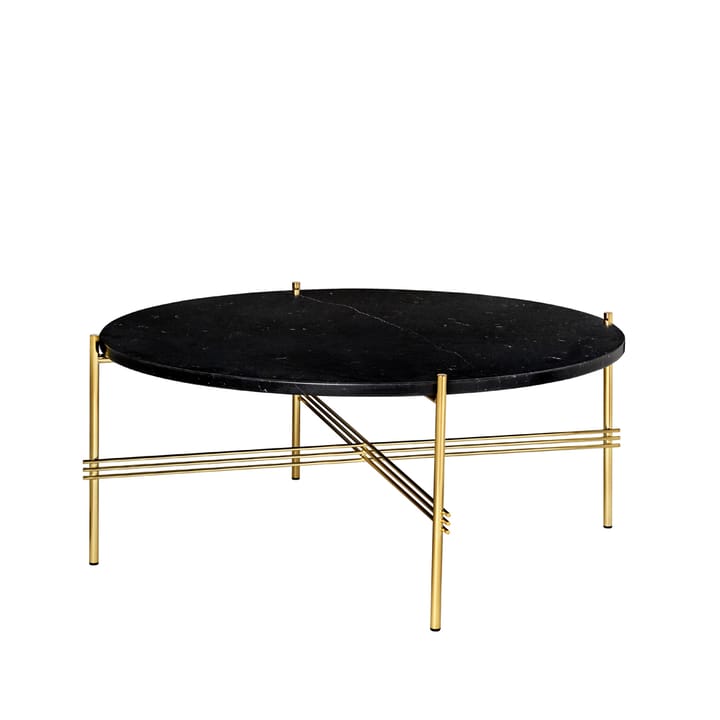 TS Round sidebord - black marquina marble, Ø 80 cm, messingstativ - GUBI