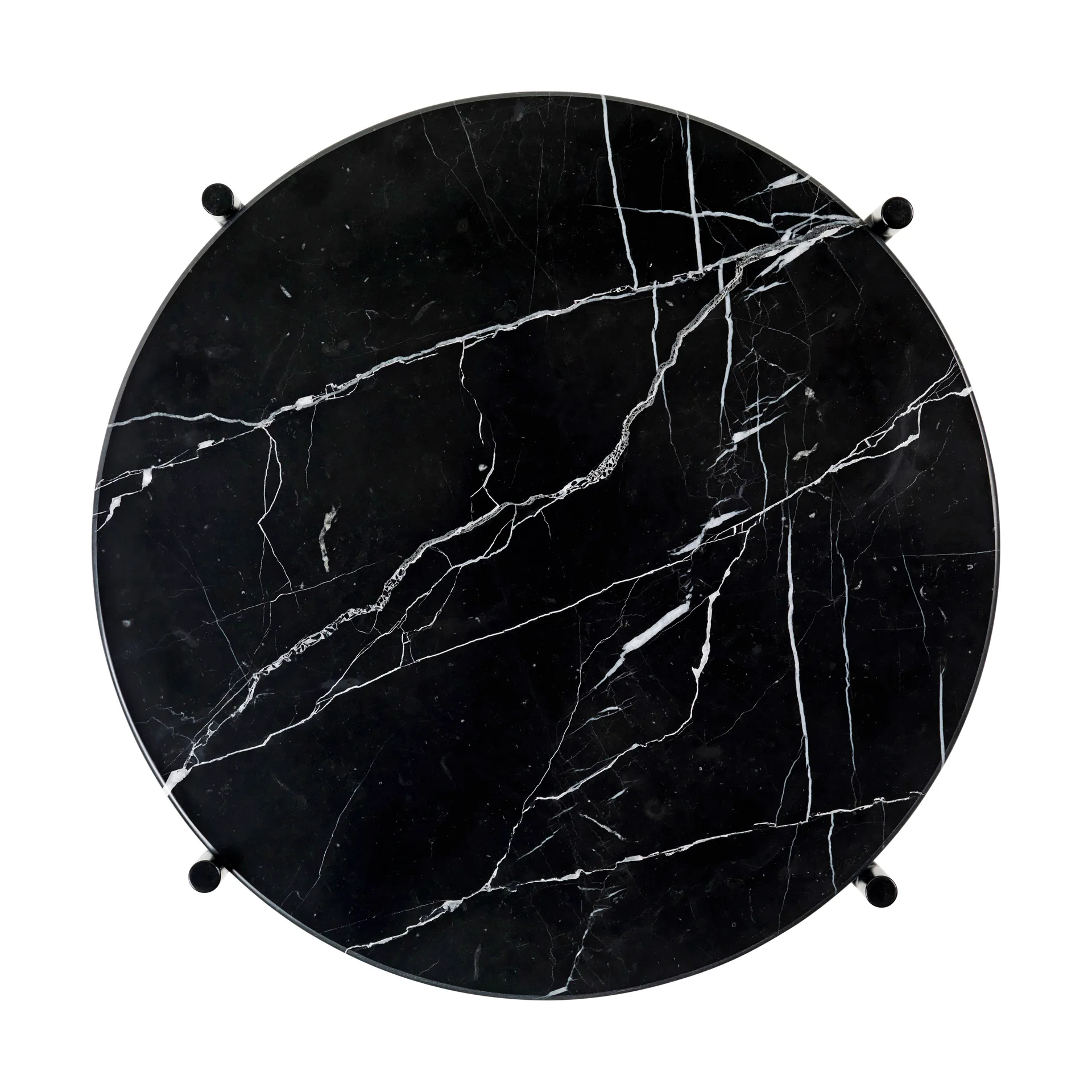TS salongbord polert stål Ø 40, Black marquina marble GUBI