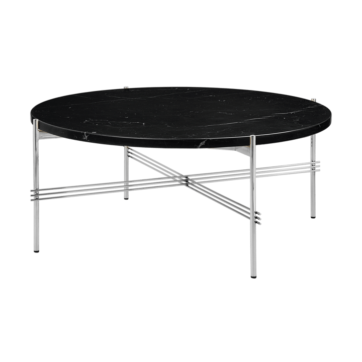 TS salongbord polert stål Ø 80 - Black marquina marble - GUBI