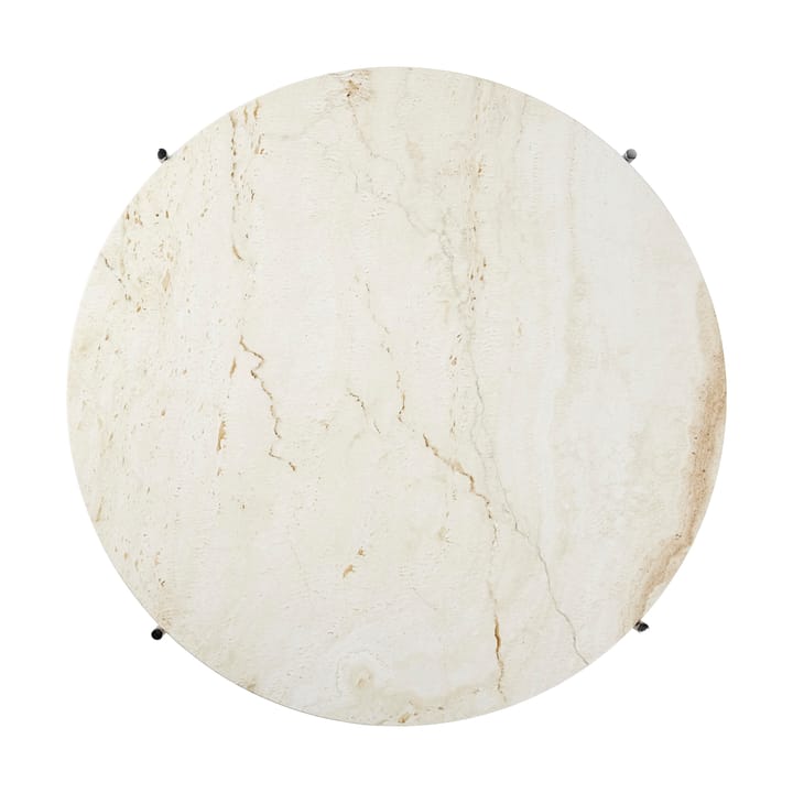 TS salongbord polert stål Ø 80, Neutral white travertine GUBI