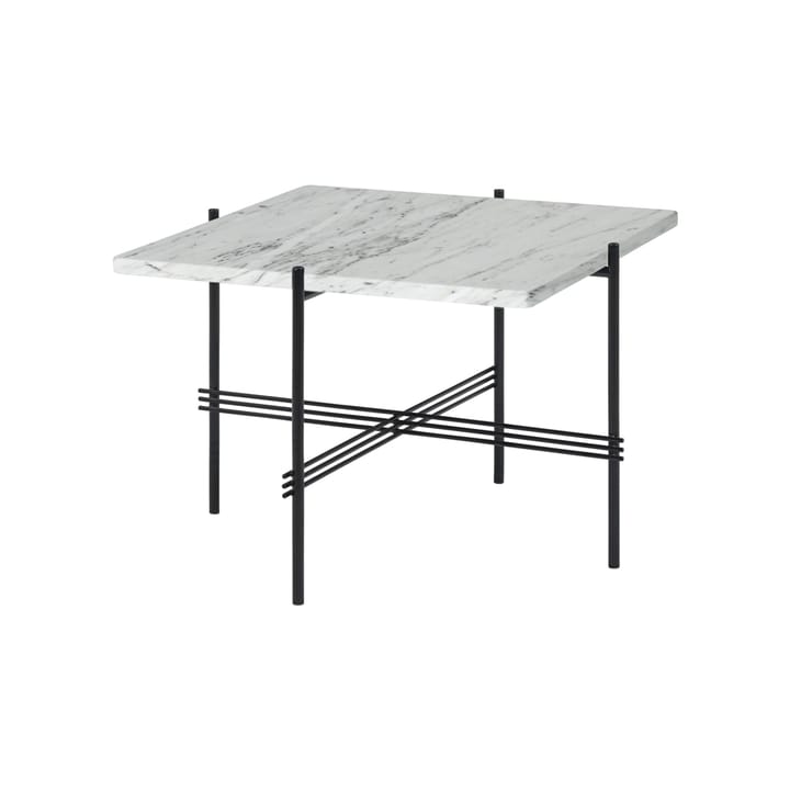 TS Square salongbord - white carrara marble, 55 x 55 cm, sort stativ - GUBI