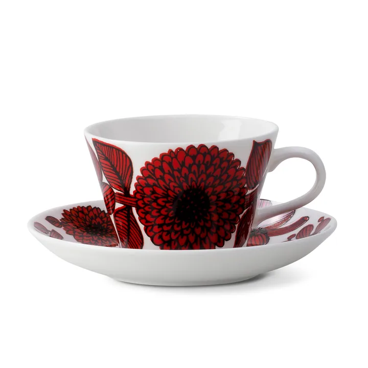 Röd Aster kaffekopp med skål - Kaffekopp + skål - Gustafsbergs Porslinsfabrik