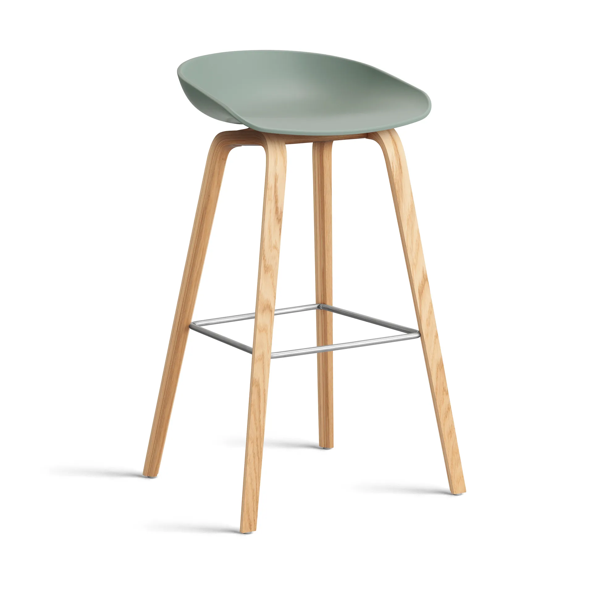 About a Stool 32 High barstol lakkert eikstativ 2.0, Fall green-rostfritt stålfotstativ HAY