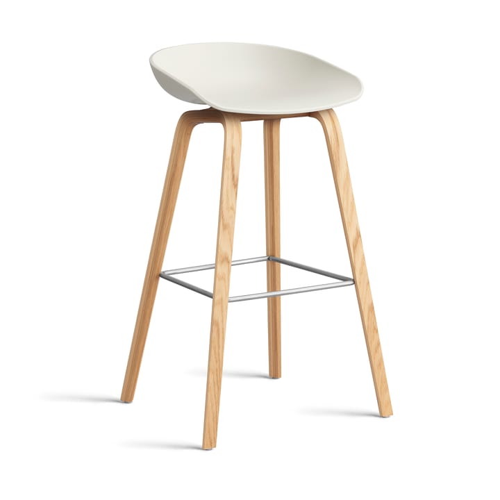 About a Stool 32 High barstol lakkert eikstativ 2.0 - Melange cream-rostfritt stålstøtte - HAY