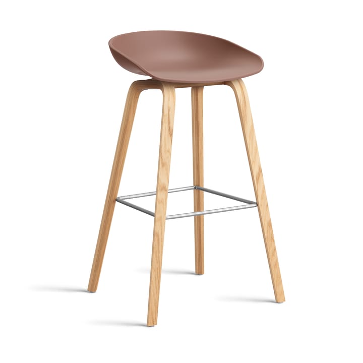 About a Stool 32 High barstol lakkert eikstativ 2.0 - Soft brick-rostfritt stålfot - HAY