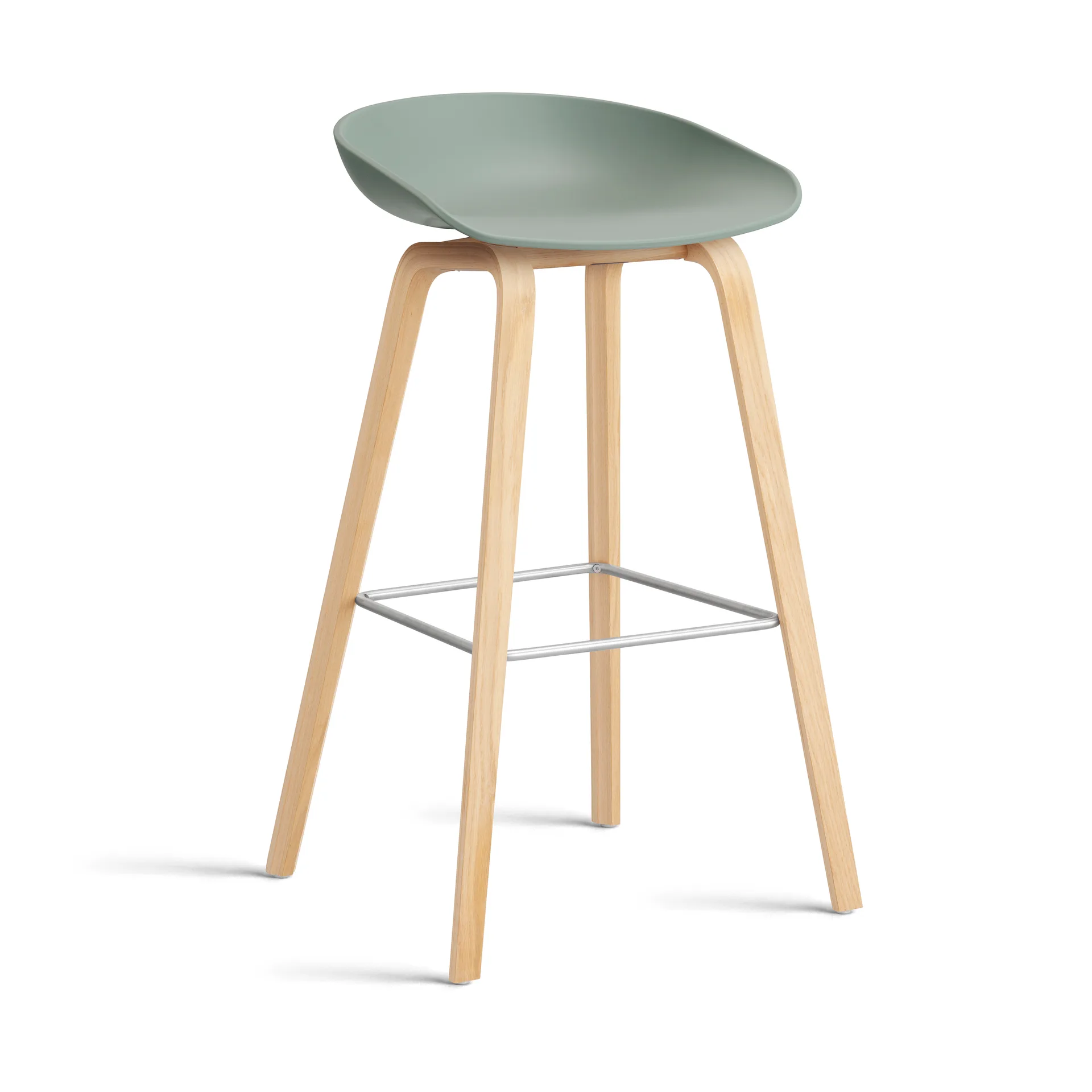 About a Stool 32 High barstol såpat ekstativ 2.0, Fall green-rostfritt stålstøtte HAY