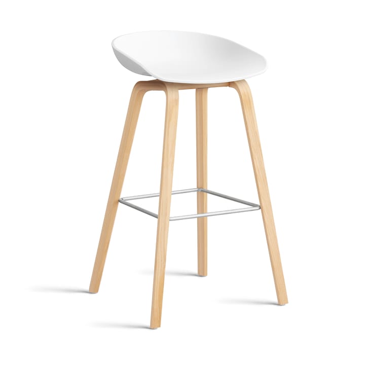 About a Stool 32 High barstol såpat ekstativ 2.0 - Hvit-rostfritt stålstøtte - HAY