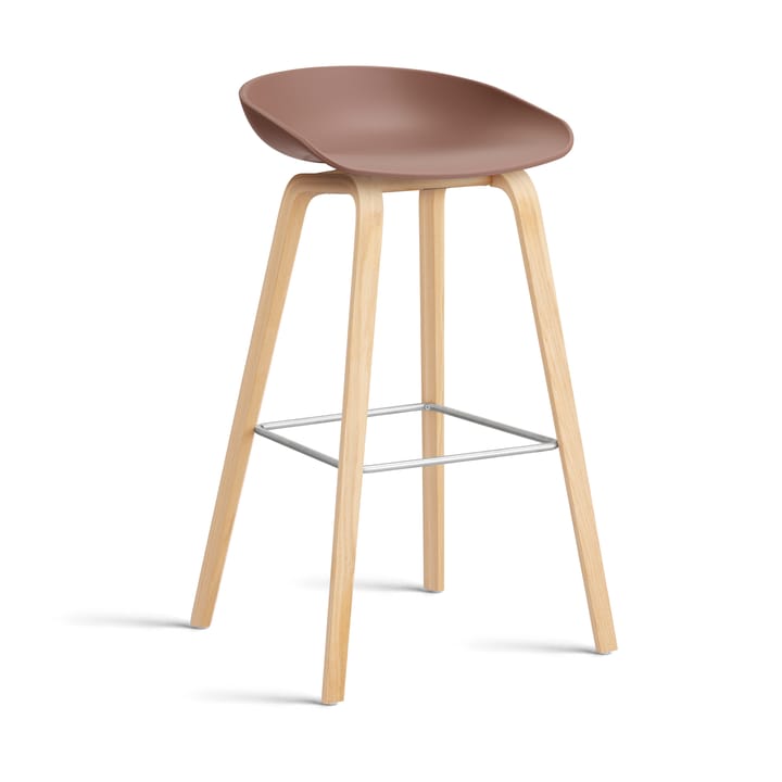 About a Stool 32 High barstol såpat ekstativ 2.0 - Soft brick-rostfritt ståltstøtte - HAY