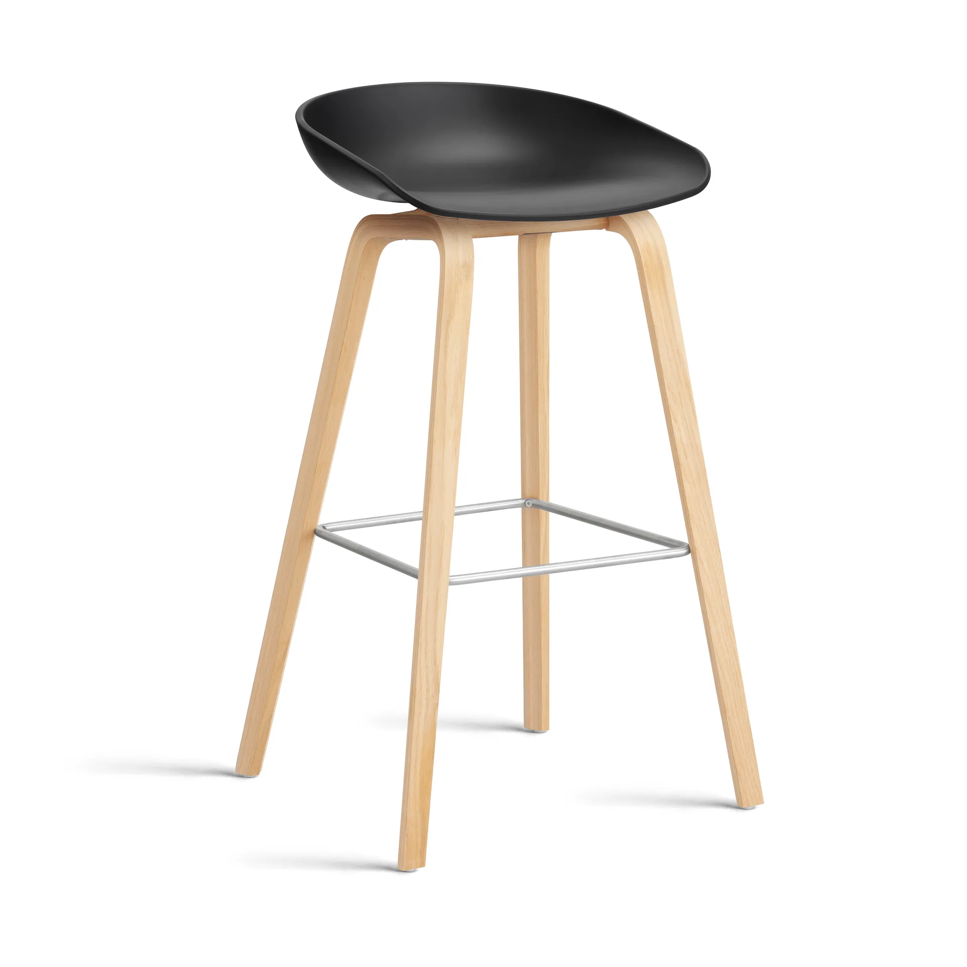 About a Stool 32 High barstol såpat ekstativ 2.0, Svart-rustfritt stålfeste HAY