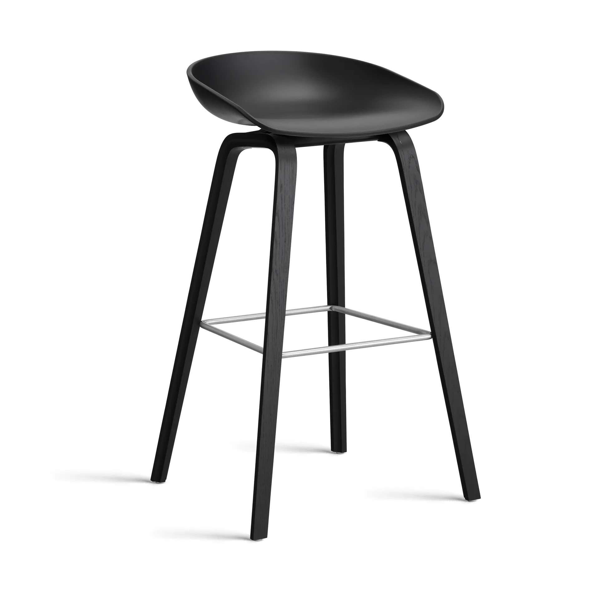 About a Stool 32 High barstol svart ek-stativ 2.0, Svart-rostfritt stålstøtte HAY