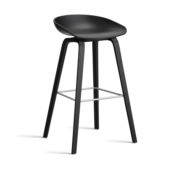 About a Stool 32 High barstol svart ek-stativ 2.0 - Svart-rostfritt stålstøtte - HAY