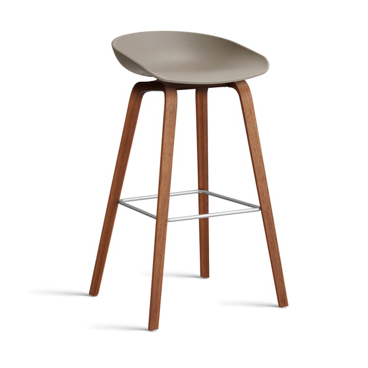 About a Stool 32 High barstol valnøttstativ 2.0 - Khaki-rustfritt stålfeste - HAY