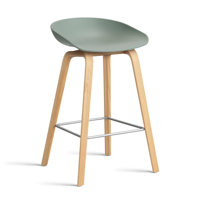 About a Stool 32 Low barstol lakkert eikeramme 2.0 - Fall green-rostfritt stålkonstruksjon - HAY