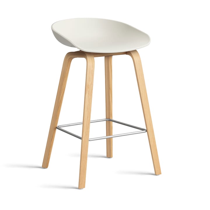 About a Stool 32 Low barstol lakkert eikeramme 2.0 - Melange cream-rostfritt stålkonsoll - HAY